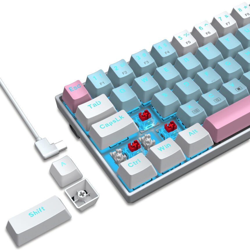 E Yooso Z Monochrome Compact Mechanical Keyboard With Ice Blue