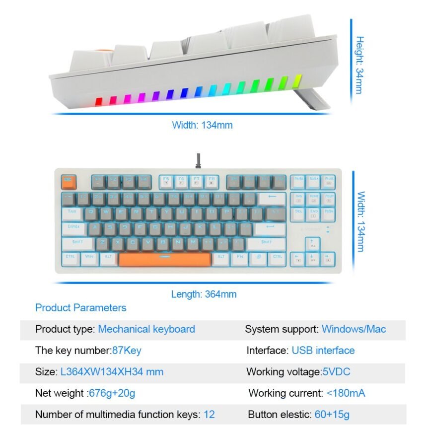 E-Yooso K620 TKL Mechanical Keyboard with Single backlit - GADGET NOVA