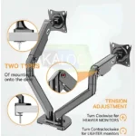 Kaloc DS200-2 Dual 17-32 Inch Adjustable Dual Arm Monitor Stand - Image 2