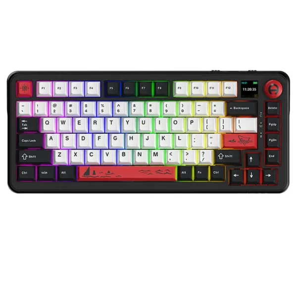 Ajazz AK820 MAX Plus Tri-Mode Wireless Mechanical Keyboard (TFT Display Version) - Black Shark Red