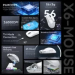 Attack Shark X6 PAW3395 Tri-Mode Wireless Gaming Mouse with DOCK - Image 6